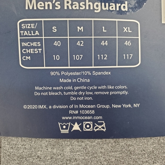 Ocean Gear Mens Small Rash Guard Swim Top Long Sleeve Gray UPF 50+ NWT - Picture 3 of 4